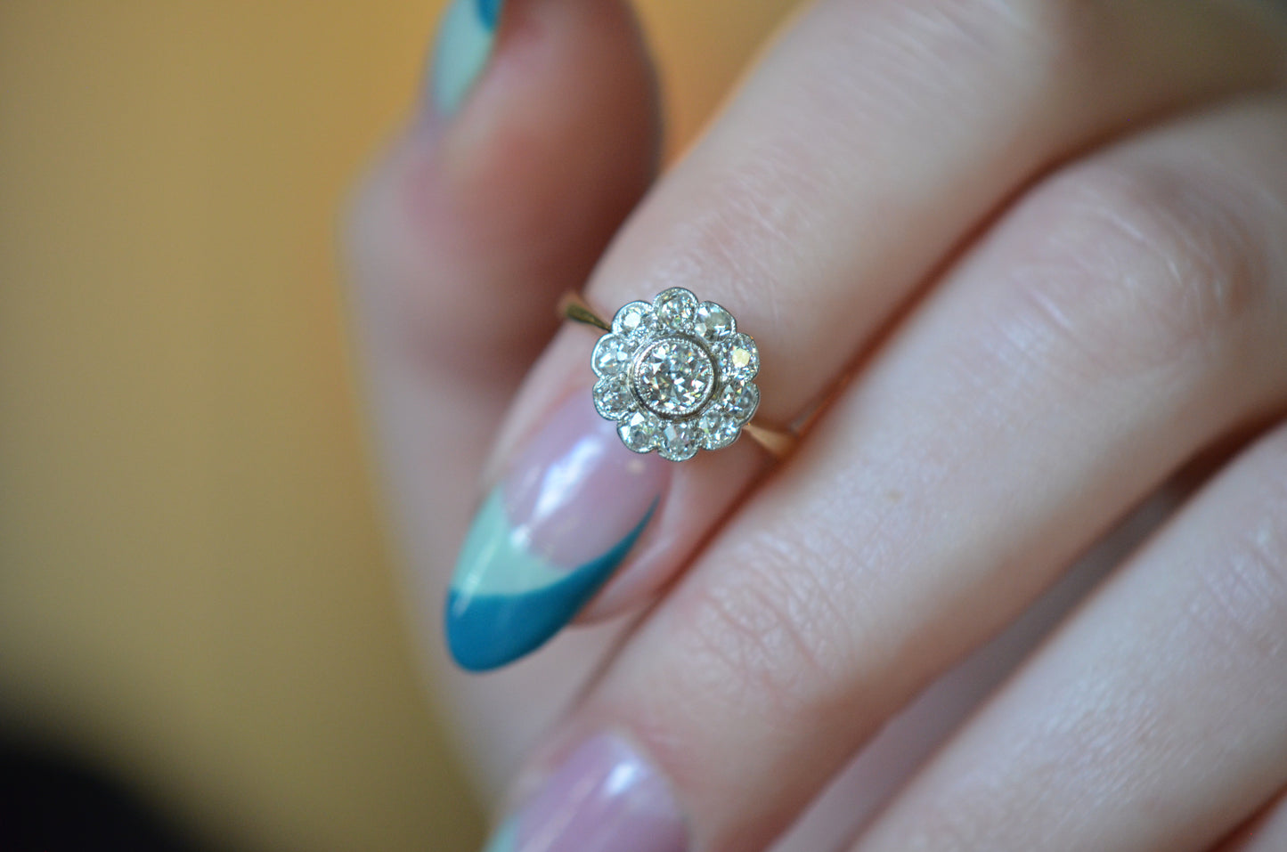 Tiniest Edwardian Daisy Cluster Ring