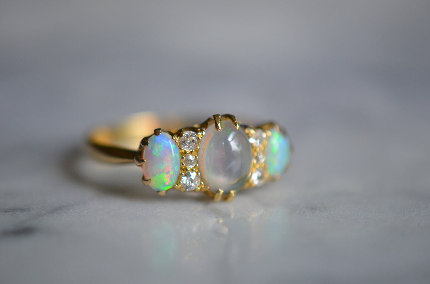 Ethereal Victorian-Style Opal Diamond Ring