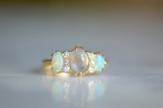 Ethereal Victorian-Style Opal Diamond Ring