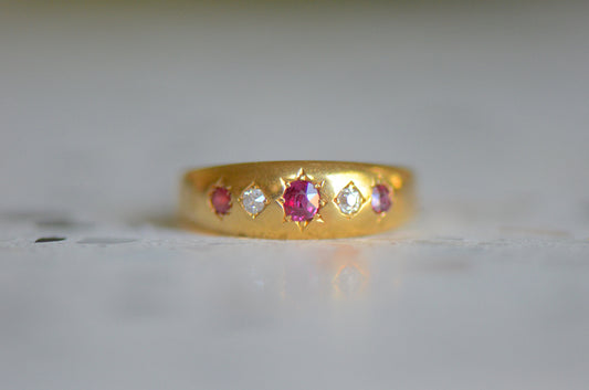 Lush Victorian Ruby and Diamond Ring