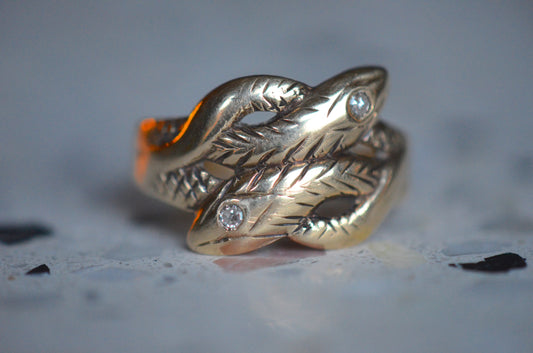 Handsome Midcentury Double Snake Ring