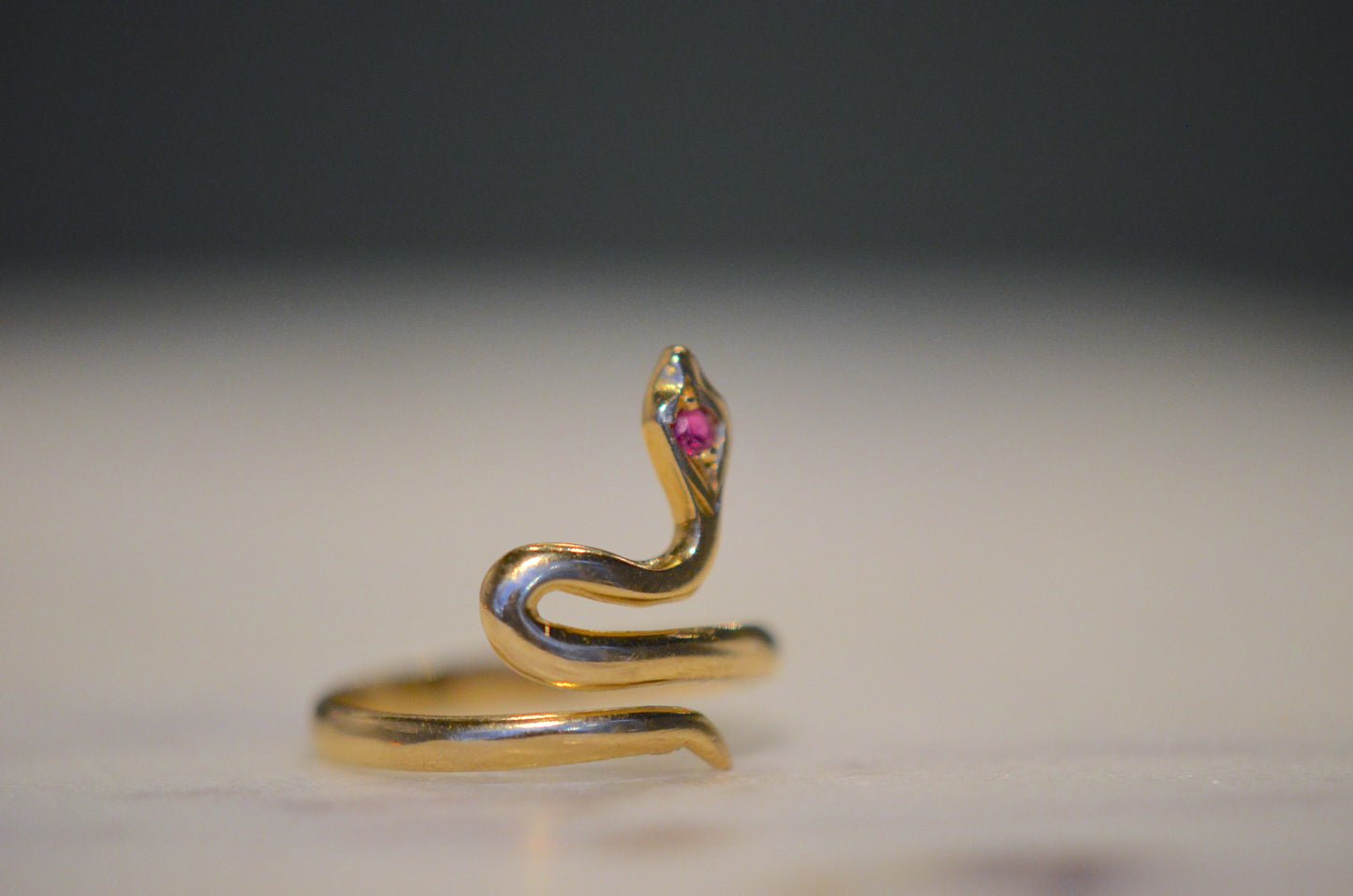 Sinuous Ruby Snake Ring