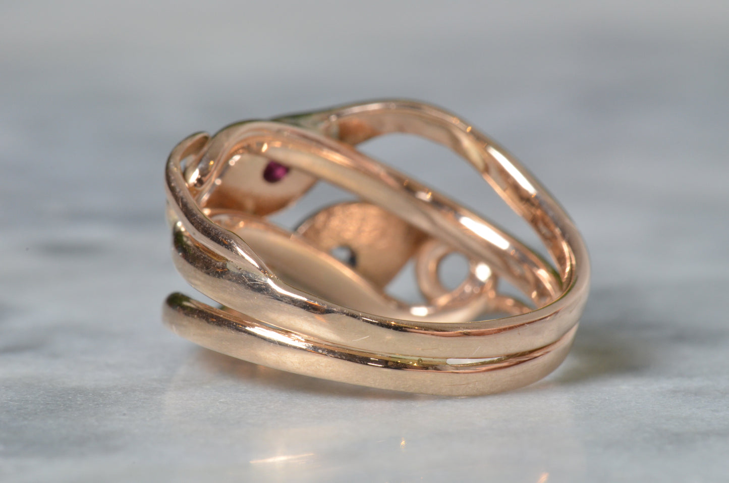 Lively Diamond and Ruby Snake Ring