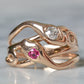 Lively Diamond and Ruby Snake Ring