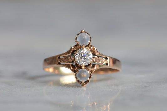 Enchanting Victorian Moonstone and Diamond Ring