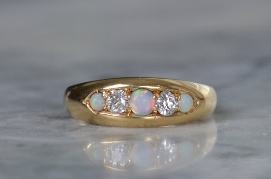 Heavenly Opal and Diamond Band