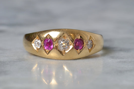 Exquisite Victorian Ruby and Diamond Gypsy Ring 1884