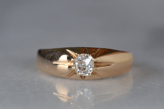 Unique Retro Rose Gold Diamond Solitaire