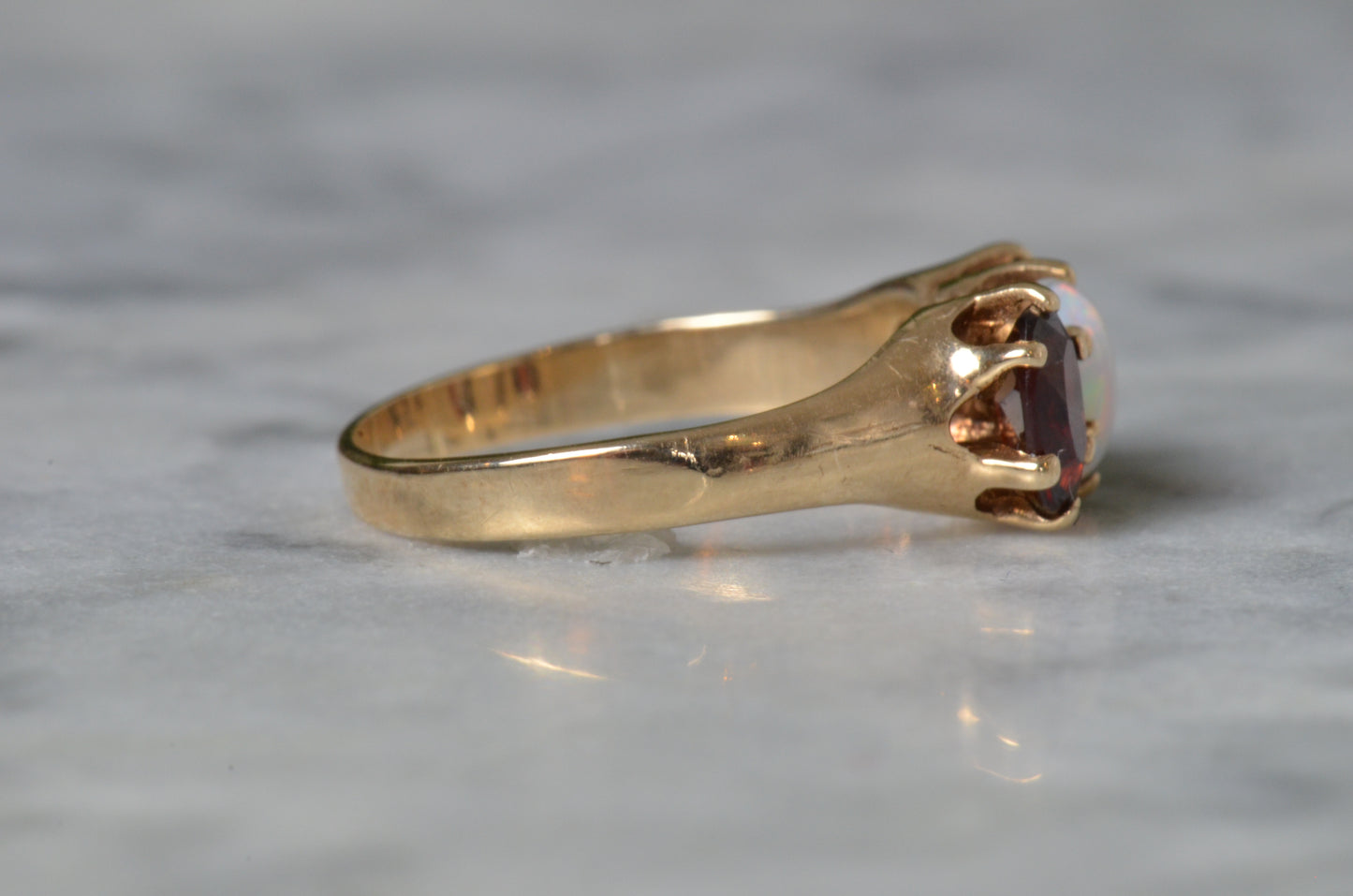 Retro Opal and Garnet Ring