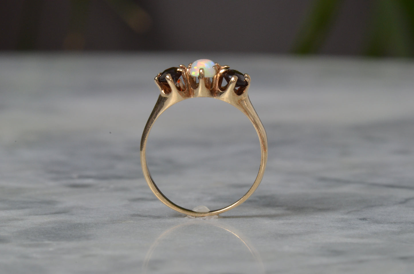 Retro Opal and Garnet Ring