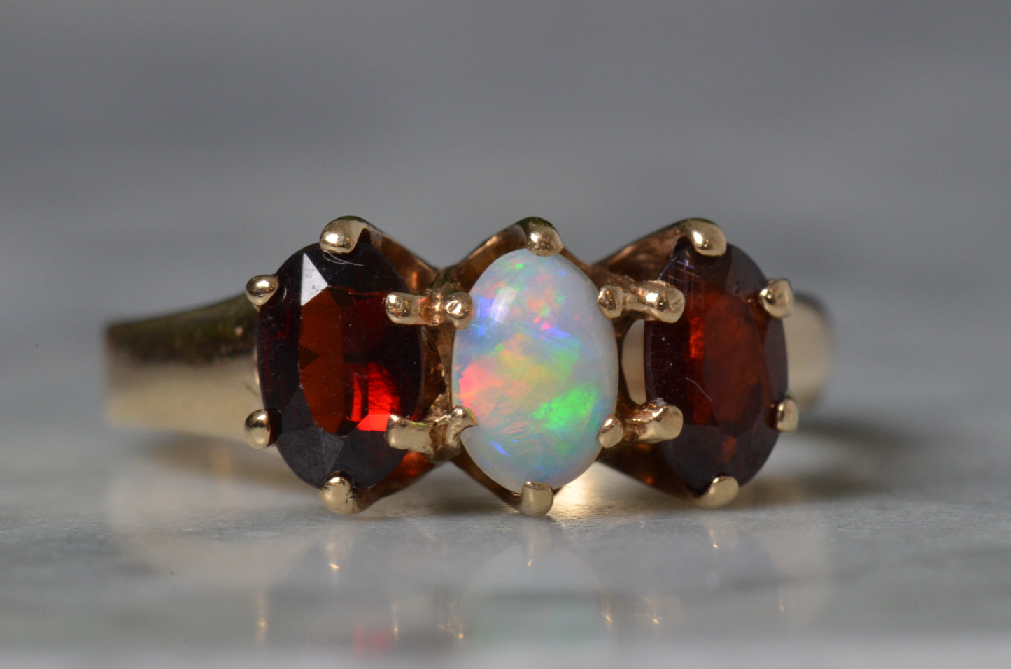 Retro Opal and Garnet Ring