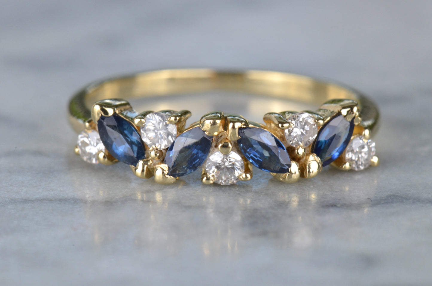 Gorgeous Marquise Sapphire and Diamond Half Hoop