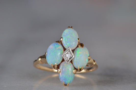 Victorian Revival Opal Cluster Ring