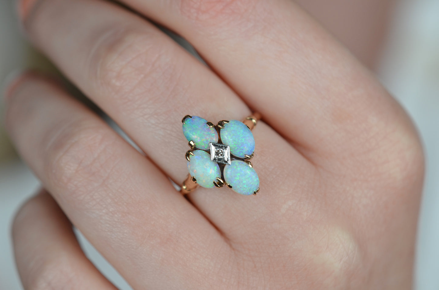 Victorian Revival Opal Cluster Ring