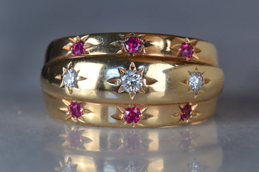 Glamorous Vintage Triple Row Gypsy Ring