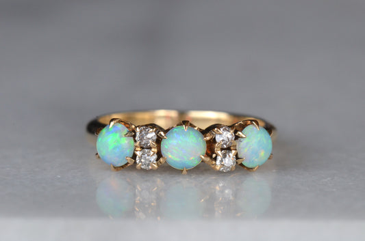 Magical Opal and Diamond Victorian Ring