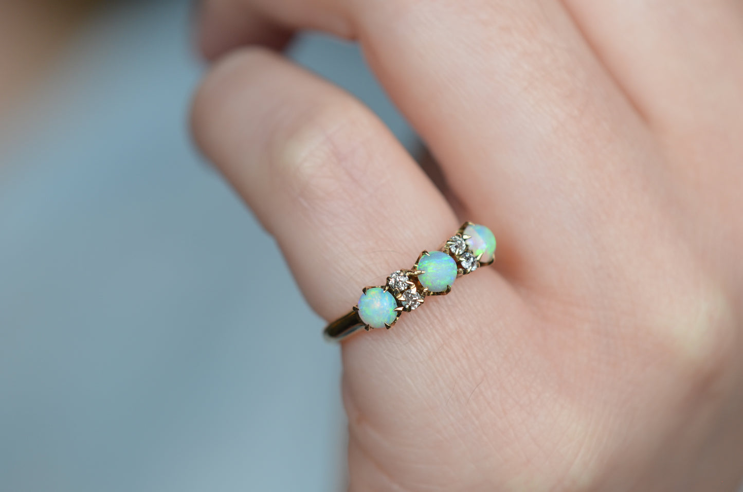 Magical Opal and Diamond Victorian Ring