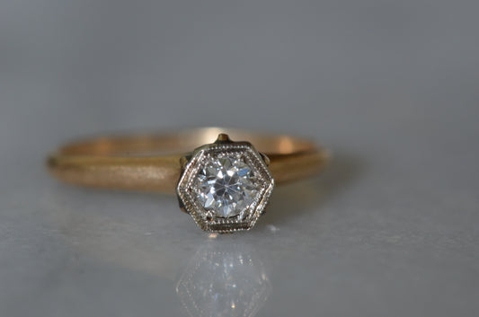 Antique Hexagon Diamond Solitaire