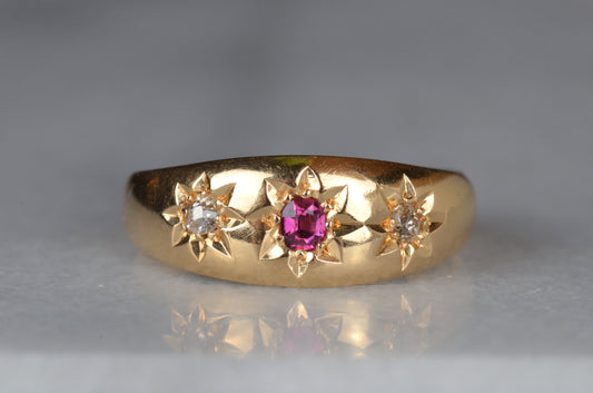 Juicy Ruby and Diamond Gypsy Ring 1909