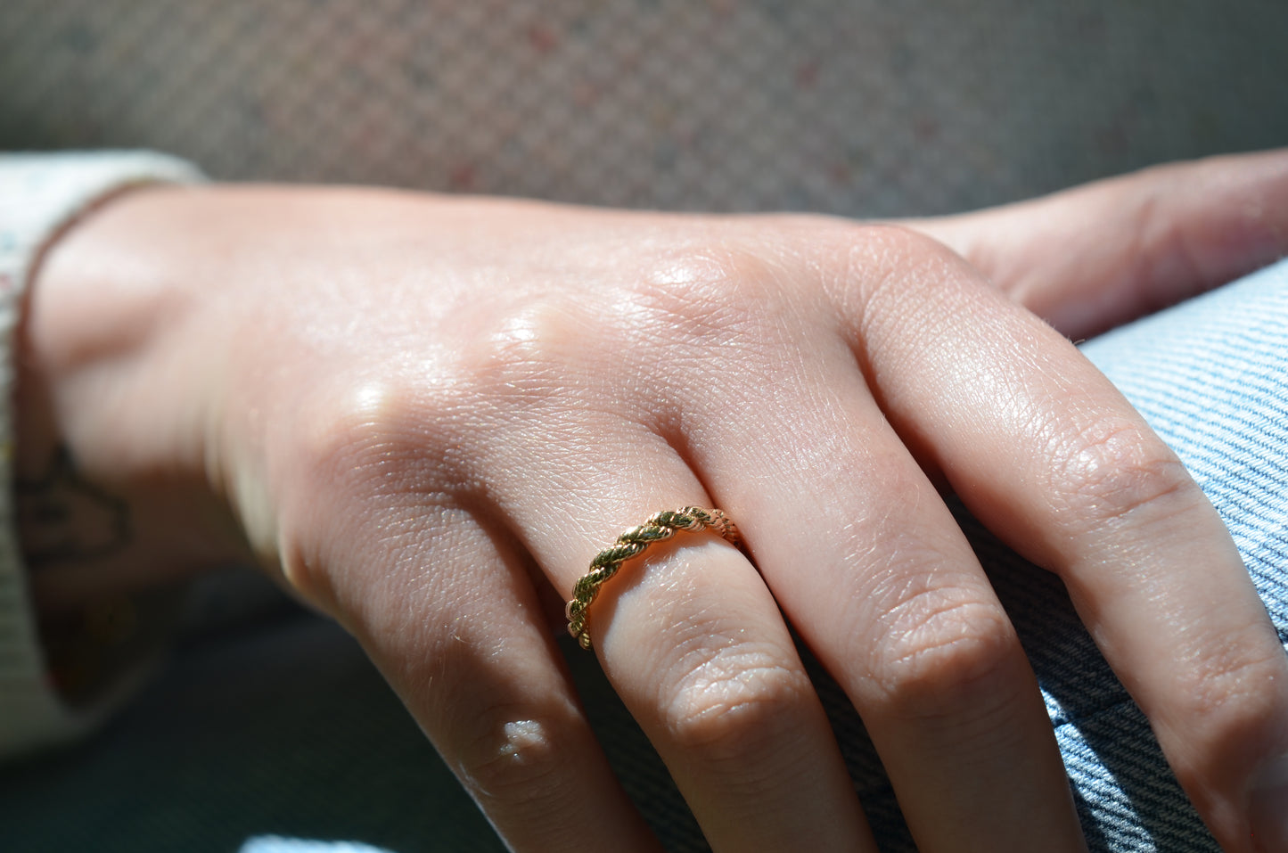 Textured Vintage Gold Rope Ring