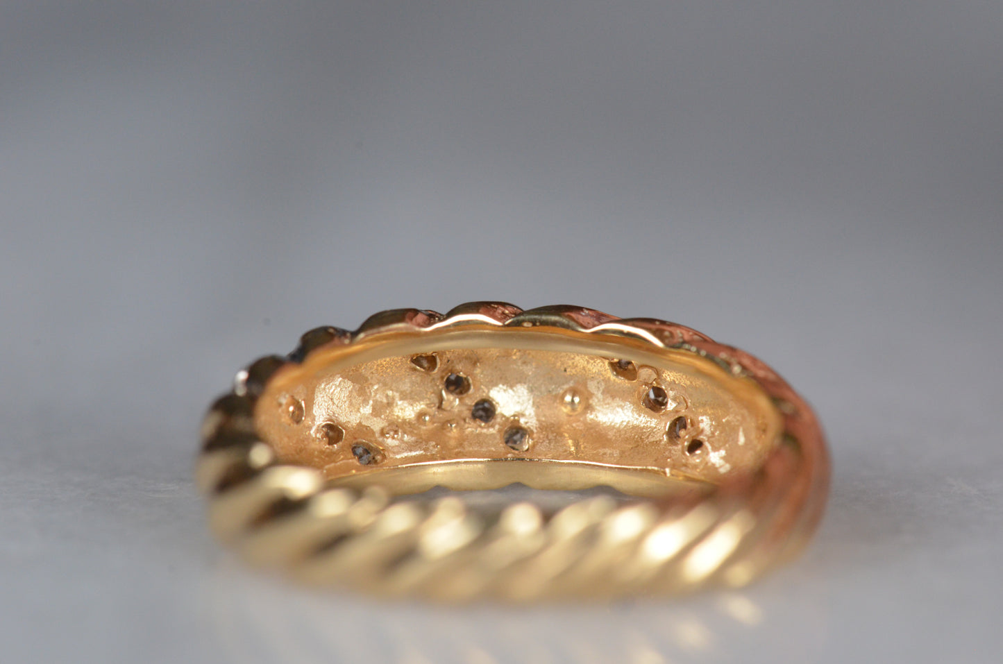 Diamond Studded Vintage Croissant Dome Ring