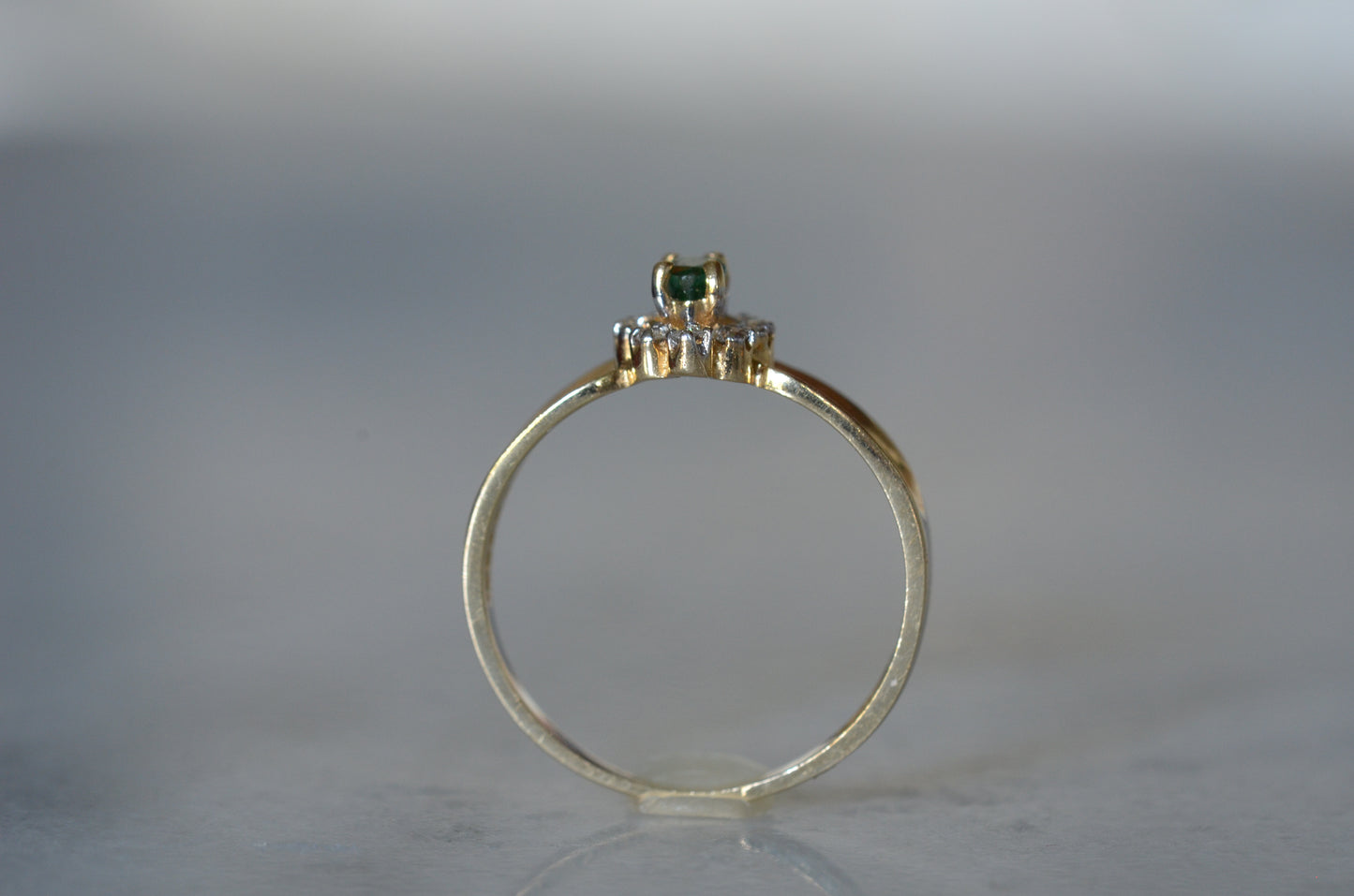 Striking Vintage Emerald Marquise Halo Ring