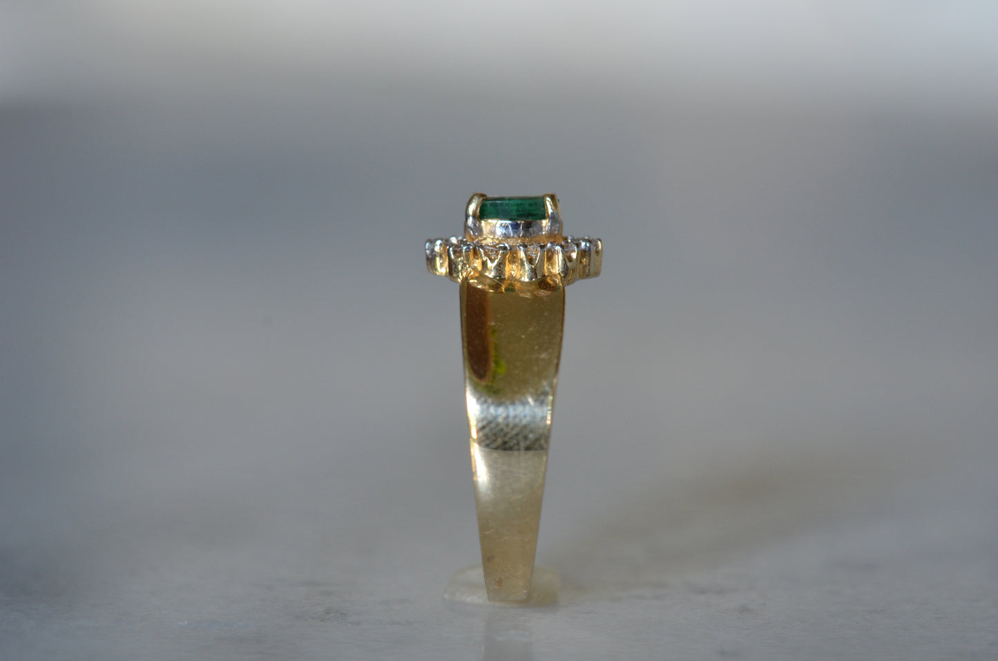 Striking Vintage Emerald Marquise Halo Ring