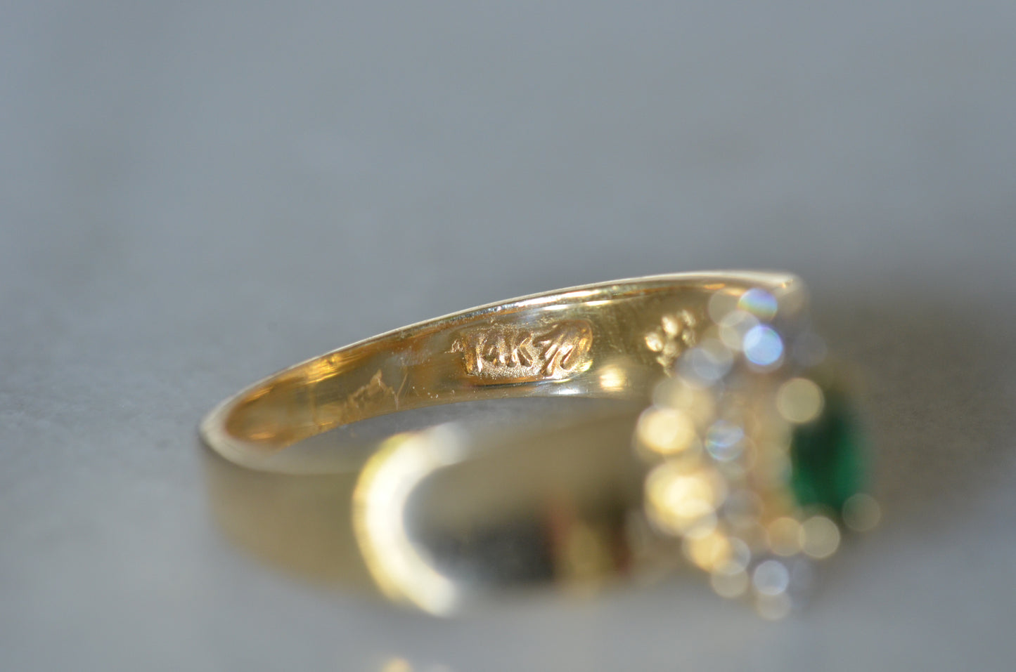 Striking Vintage Emerald Marquise Halo Ring