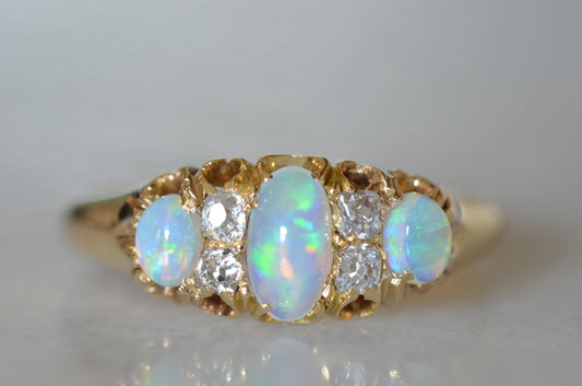 Exquisite Personalized Opal and Diamond Ring 1869