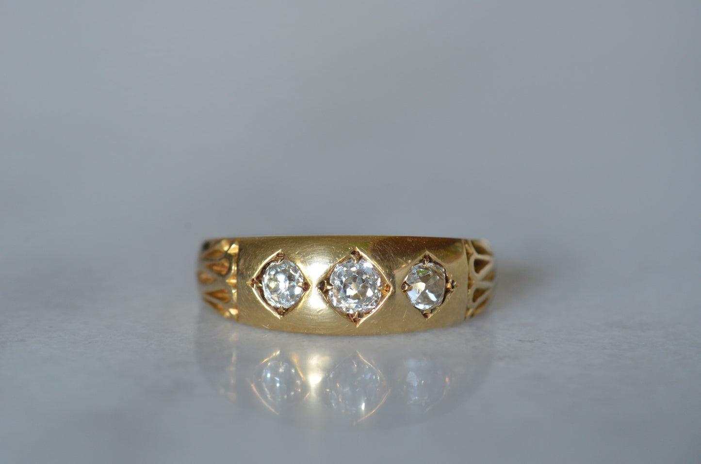 Ideal Flush Diamond Trilogy Ring 1885