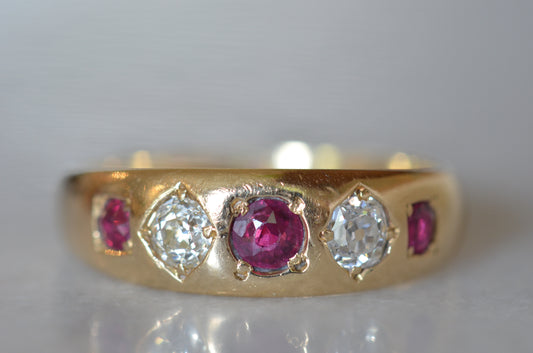 Ravishing Ruby and Diamond Victorian Ring
