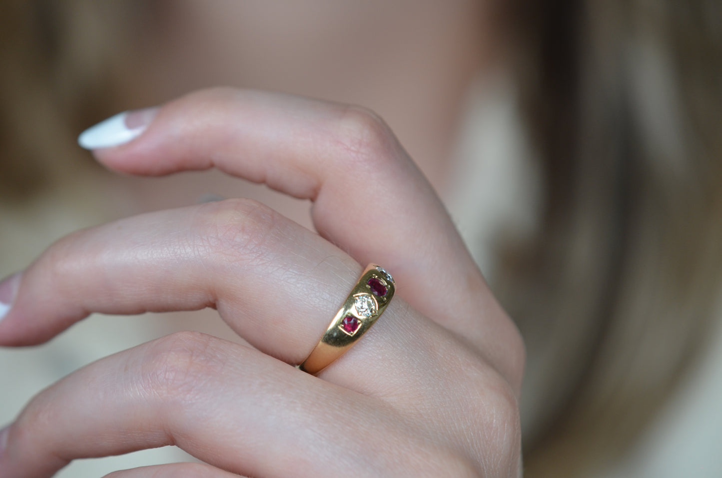 Ravishing Ruby and Diamond Victorian Ring