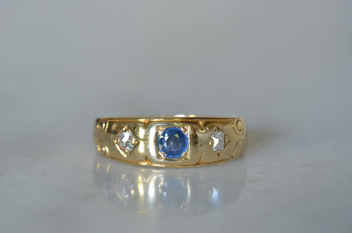 Sublime Sapphire and Diamond Victorian Ring