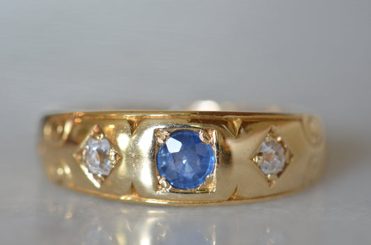 Sublime Sapphire and Diamond Victorian Ring