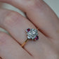 Standout Geometric Deco Diamond and Ruby Ring