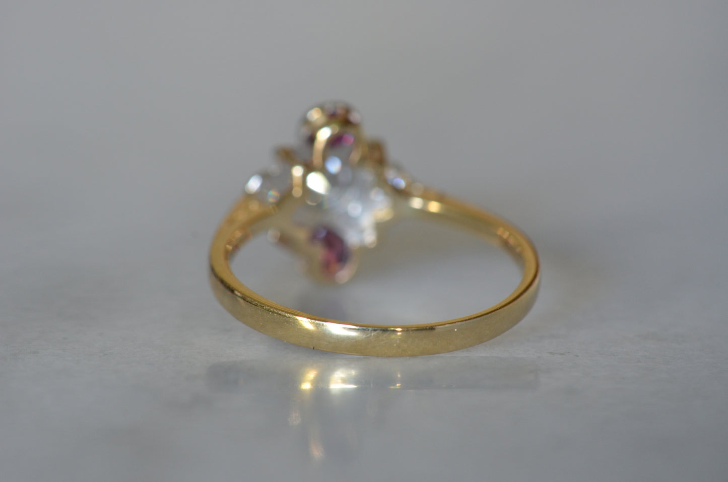 Standout Geometric Deco Diamond and Ruby Ring