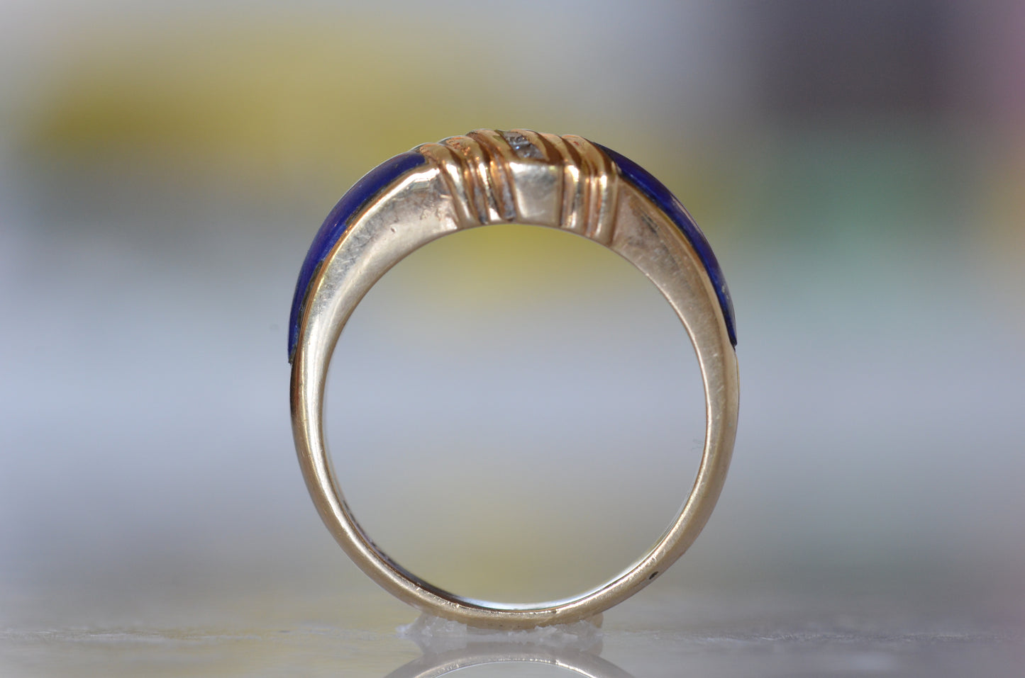 Sexy Mid Century Lapis and Diamond Ring
