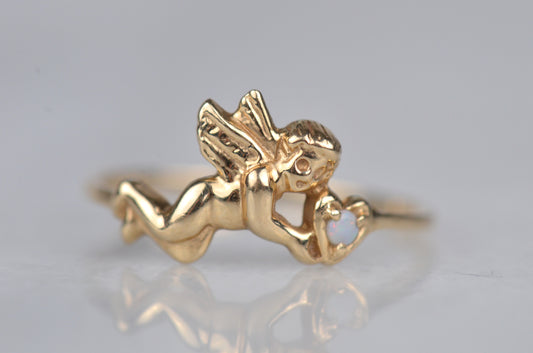 Dainty Estate Cupid Opal Ring