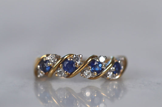 Swooping Estate Sapphire and Diamond Band
