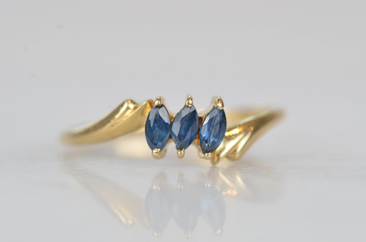 Dainty Marquise Sapphire Trilogy Ring