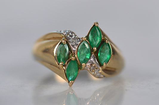 Vintage Emerald Marquise Cocktail Ring