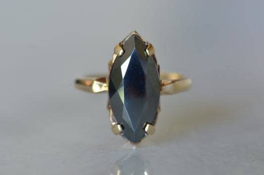 Edgy Vintage Hematite Pinky Ring