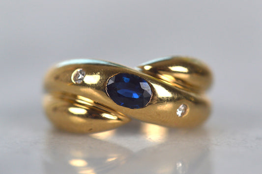 Chubby Vintage Sapphire and Diamond Flush Ring