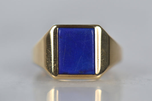 Sleek Mid Century Lapis Lazuli Ring