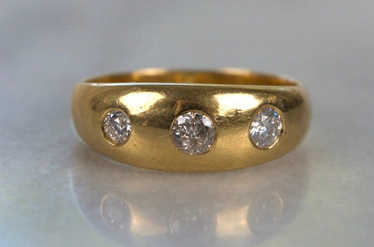 Character-Filled Three Stone Burnished Ring