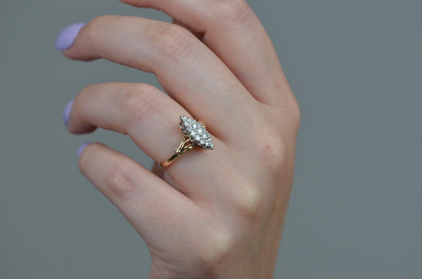 Dazzling Vintage Diamond Navette Ring