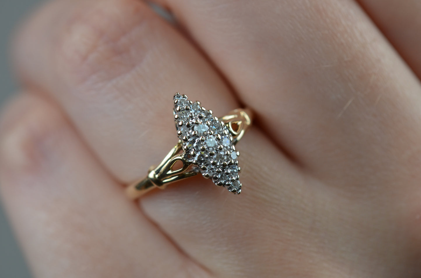 Dazzling Vintage Diamond Navette Ring