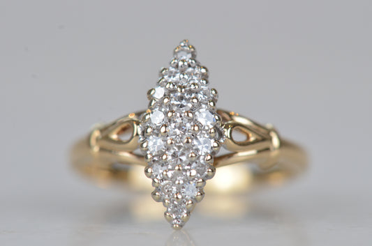 Dazzling Vintage Diamond Navette Ring