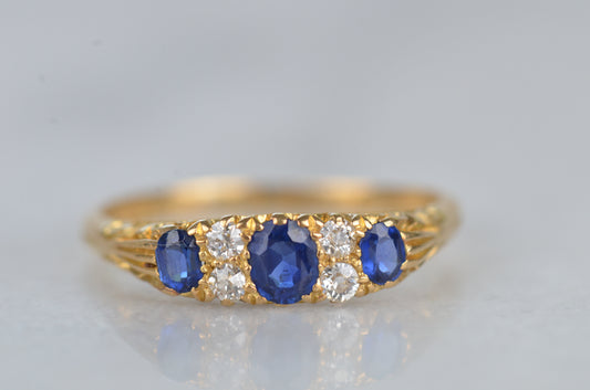 Vivid Edwardian Sapphire and Diamond Band