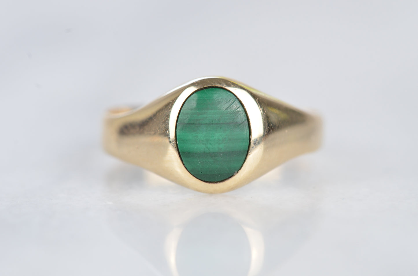 Slim Vintage Malachite Signet Ring